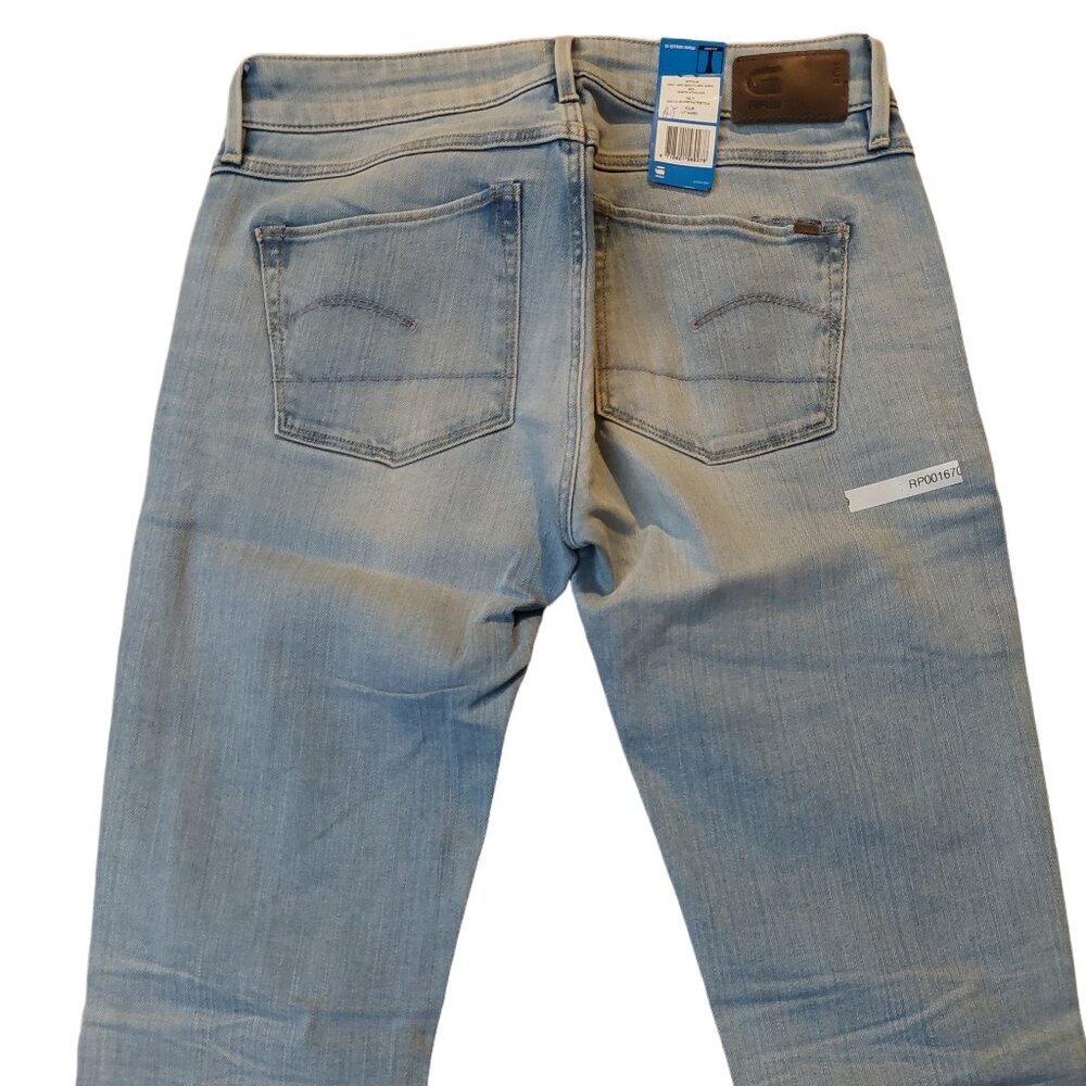 G-Star Raw 3301 Mid Bootleg Gova Super Stretch Light Blue Denim Jeans Sz 27 NWT - Picture 6 of 13